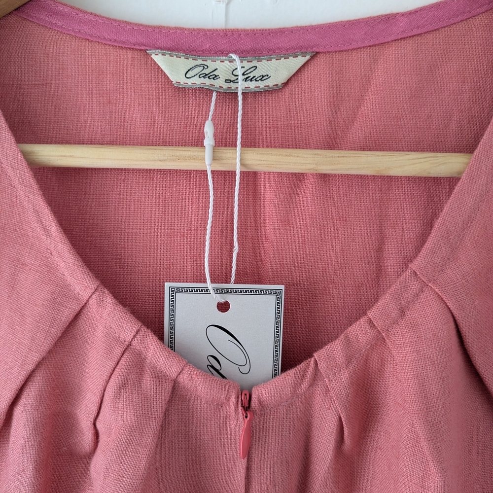 NWT Oda Lux 100% Linen Sleeveless Belted Jumpsuit Dusty Rose 36 - Picture 3 of 15